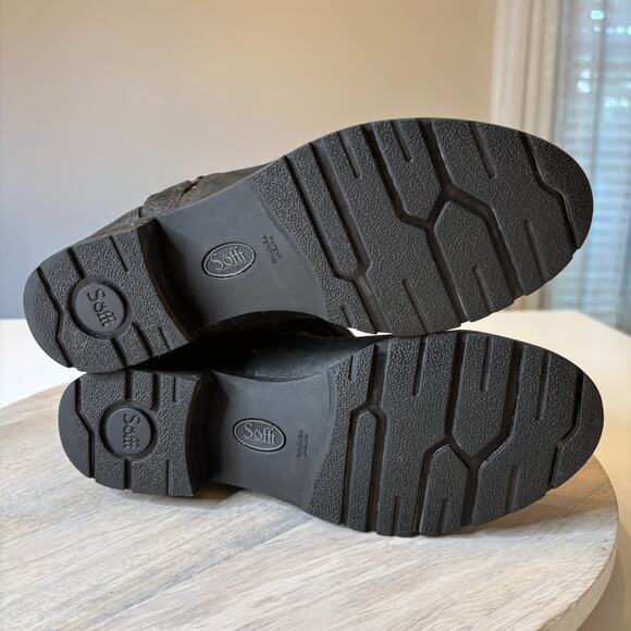 Sofft Black Leather Slouch Harness Boots Ring Stud Detail Women’s US Size 8M - Picture 8 of 10